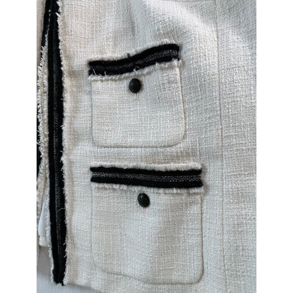 Talbots Womens Ivory Textured Blazer With Black Trim Size 22W Office Career - Picture 10 of 11